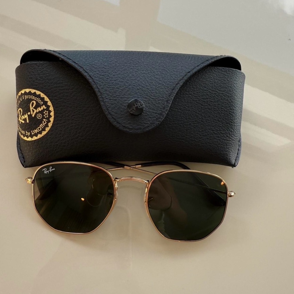 Ray-Ban Gold Frame Sunglasses with Black Case
